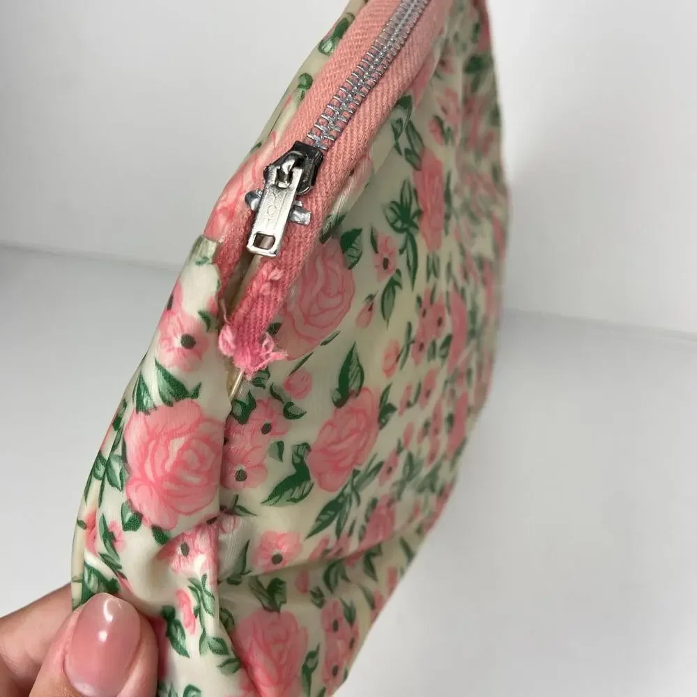 Vintage Pink Rose Makeup Bag